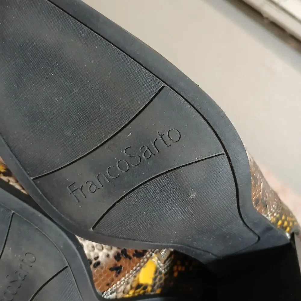 Franco Sarto Brown and Yellow Ankle Booties with Block Heel